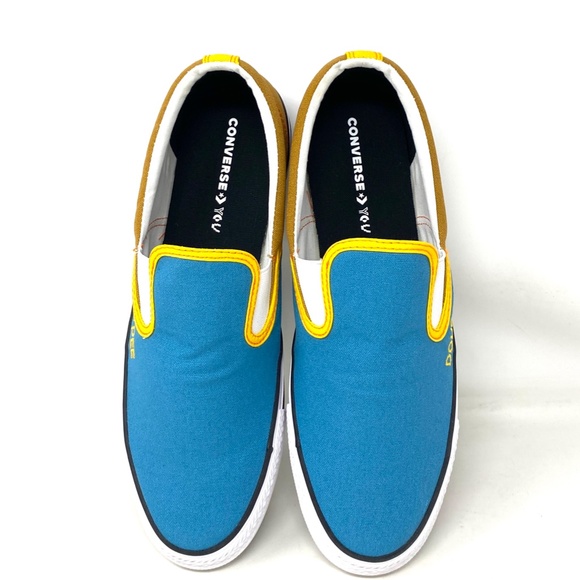 Converse Ctas Slip On Low Brown Blue Canvas Men’s Sneakers Custom 171852C-BLBRY - Picture 4 of 9